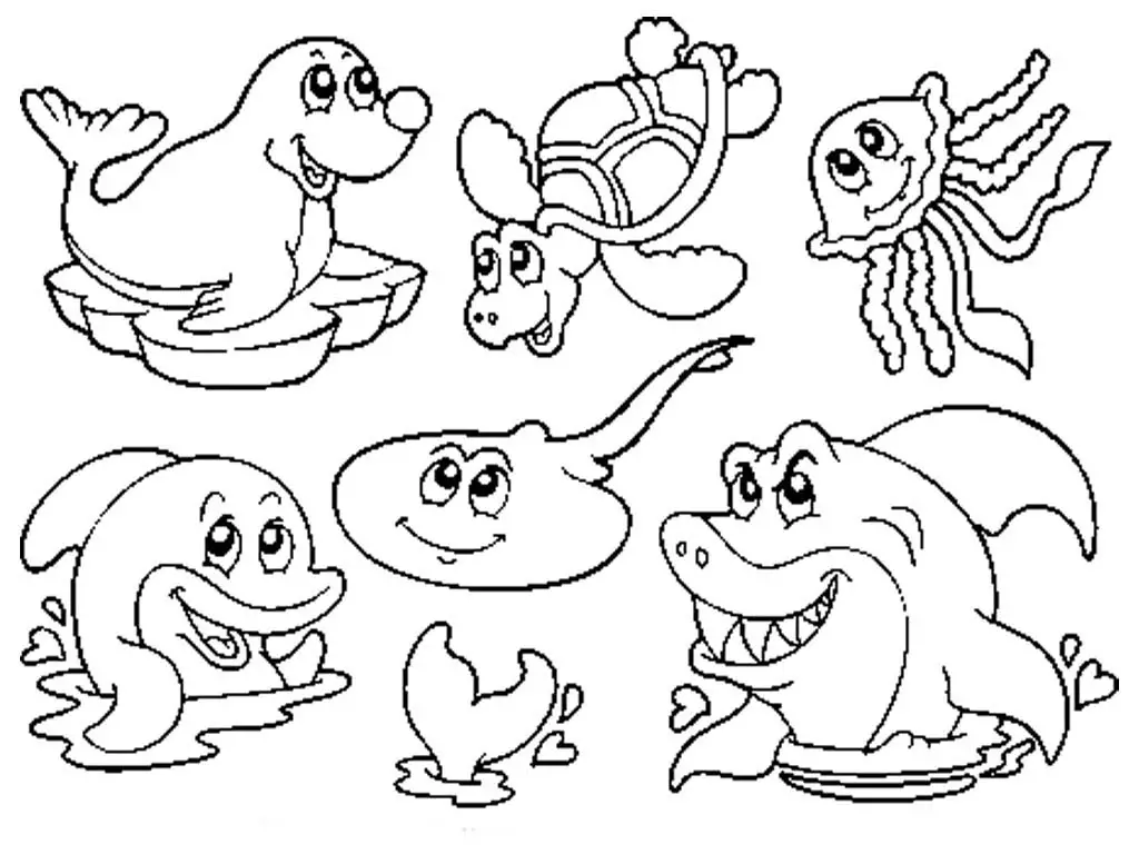 dibujos de animales marinos para colorear
