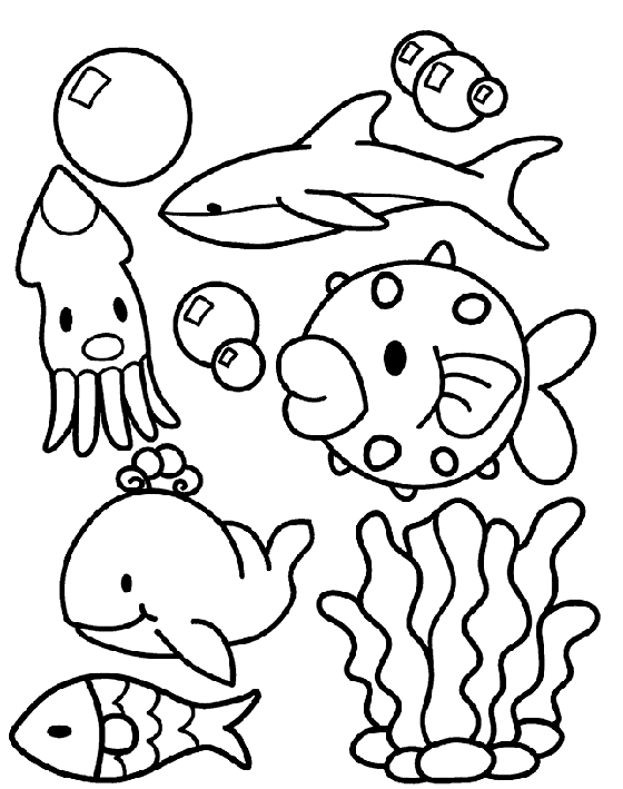 imagenes de animales marinos para colorear