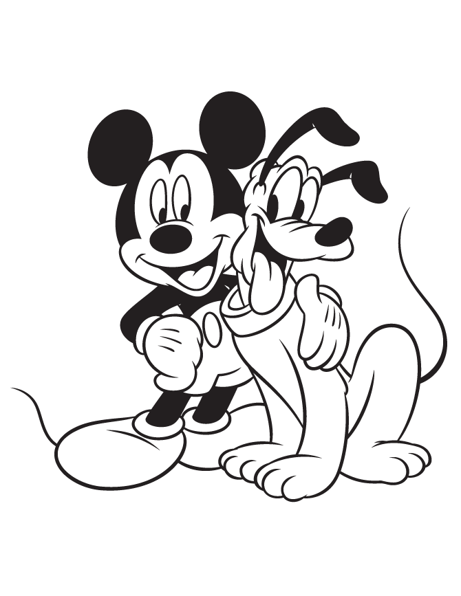 mickey y pluto para colorear