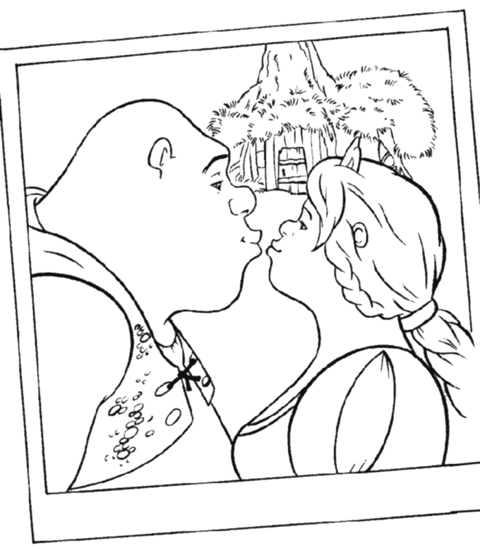 shrek y fiona para colorear