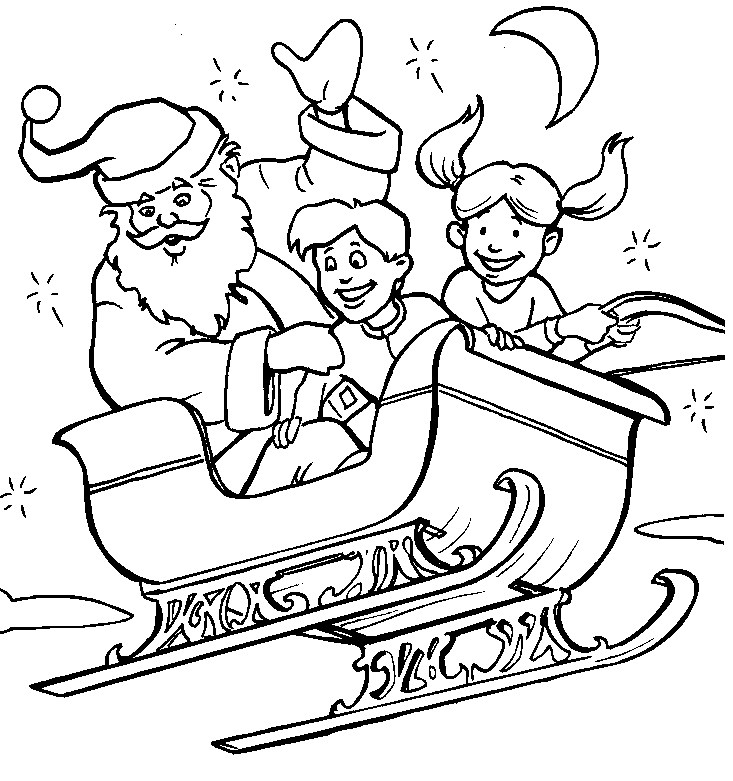 trineo de santa claus para colorear