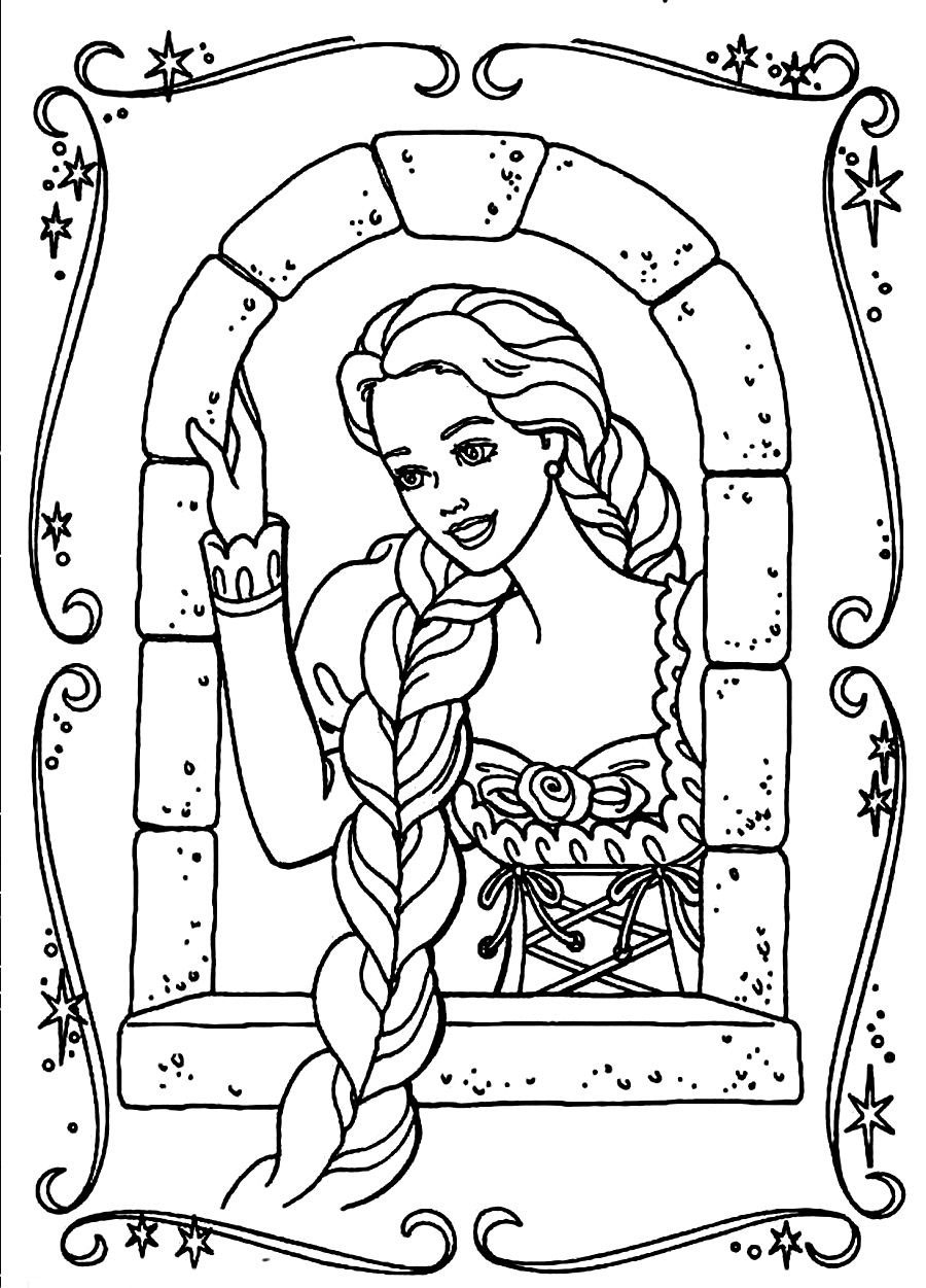 barbie rapunzel disney para colorear