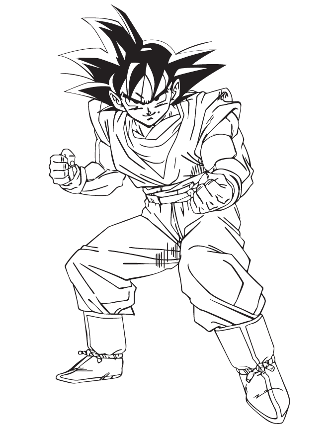 Goku para colorear, pintar e imprimir