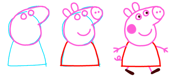Como dibujar Peppa Pig, pintar y colorear