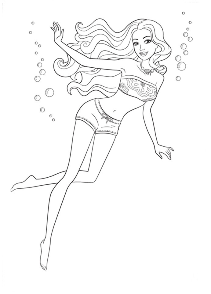 dibujos de barbie sirena para colorear