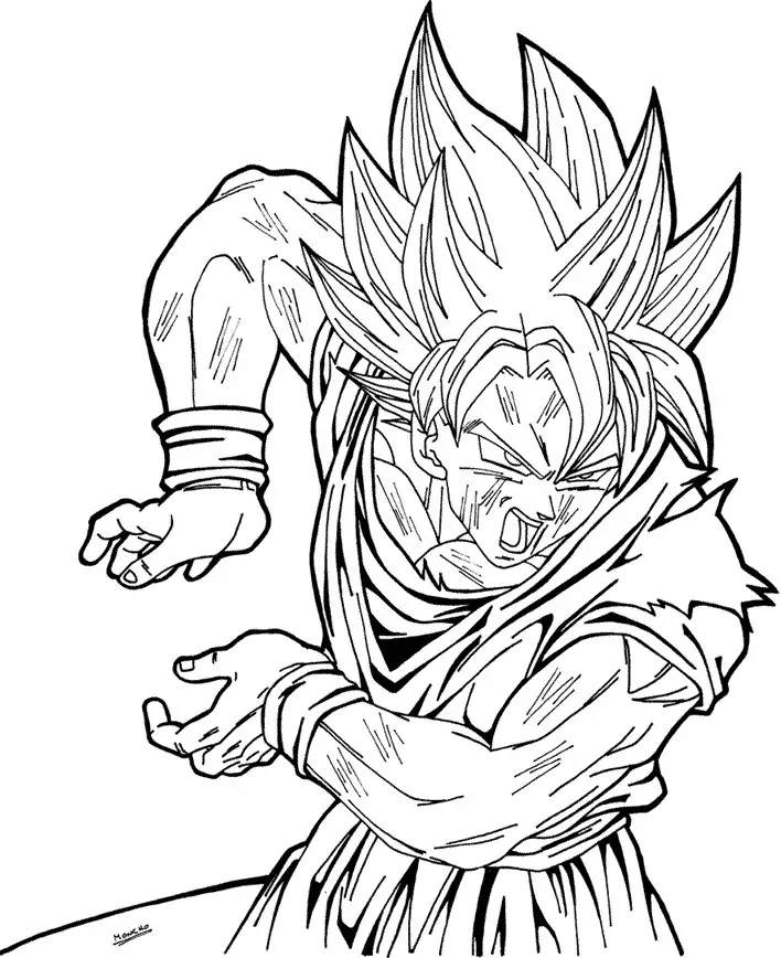 Goku para colorear, pintar e imprimir