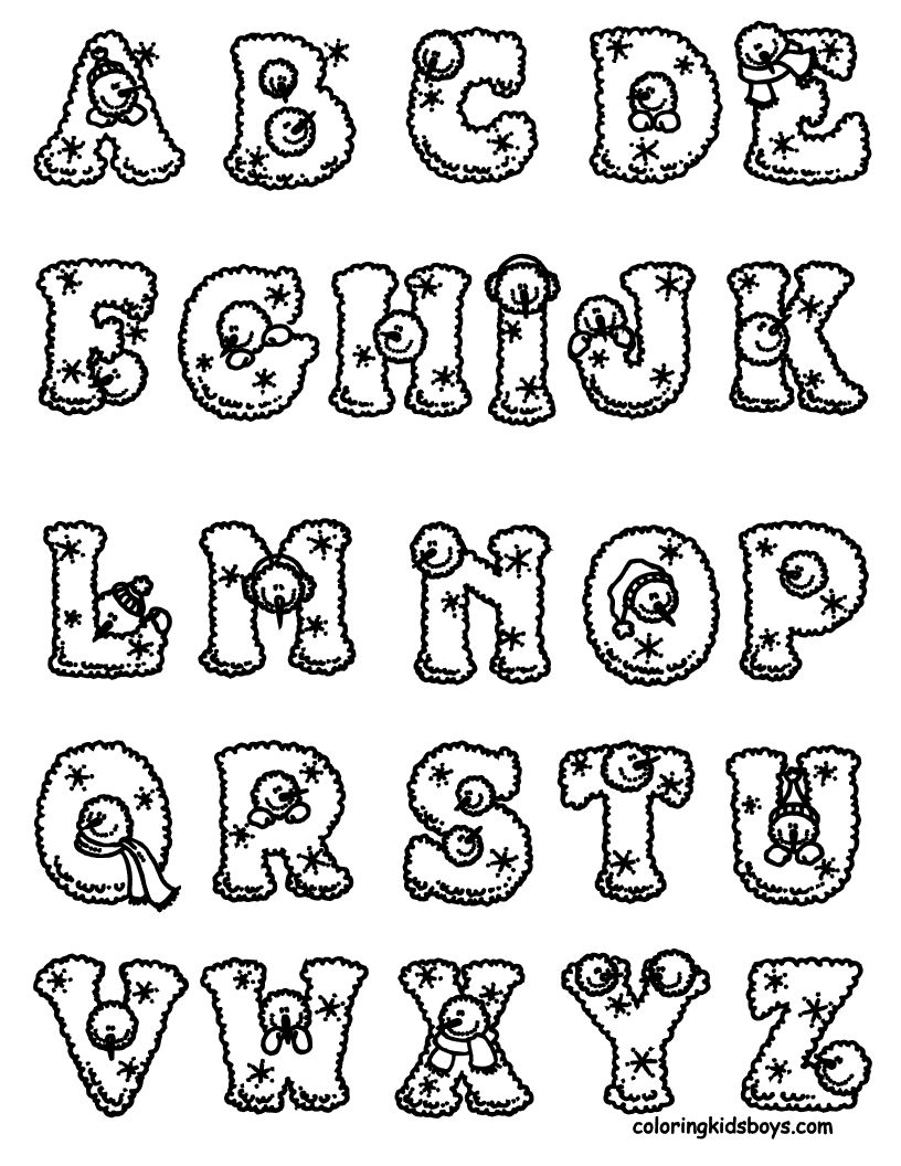 letras del abecedario con dibujos para colorear