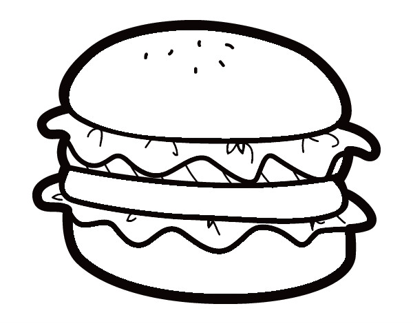 dibujo de hamburguesa para pintar e imprimir