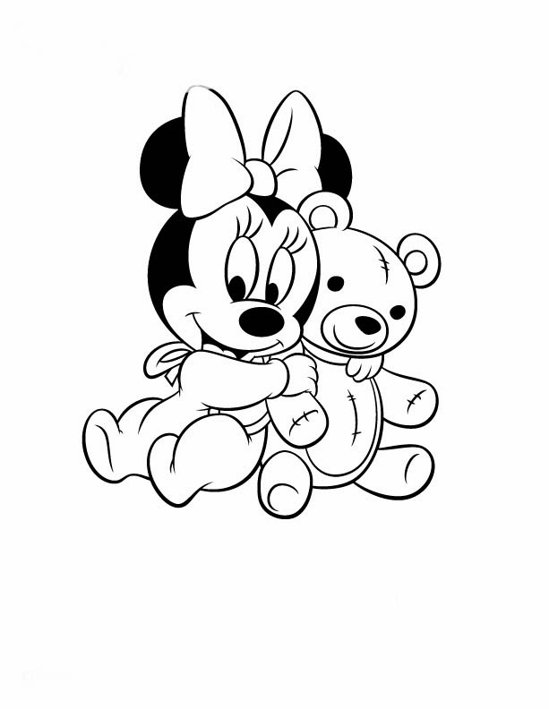 Minnie baby para colorear, imprimir y pintar