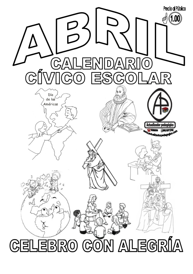 calendario civico escolar abril para colorear