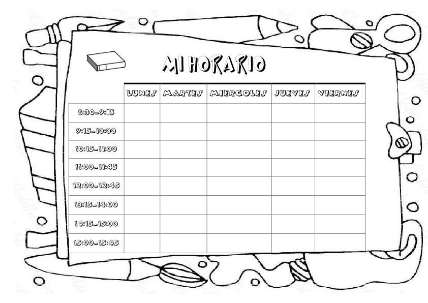 dibujo agenda escolar para colorear