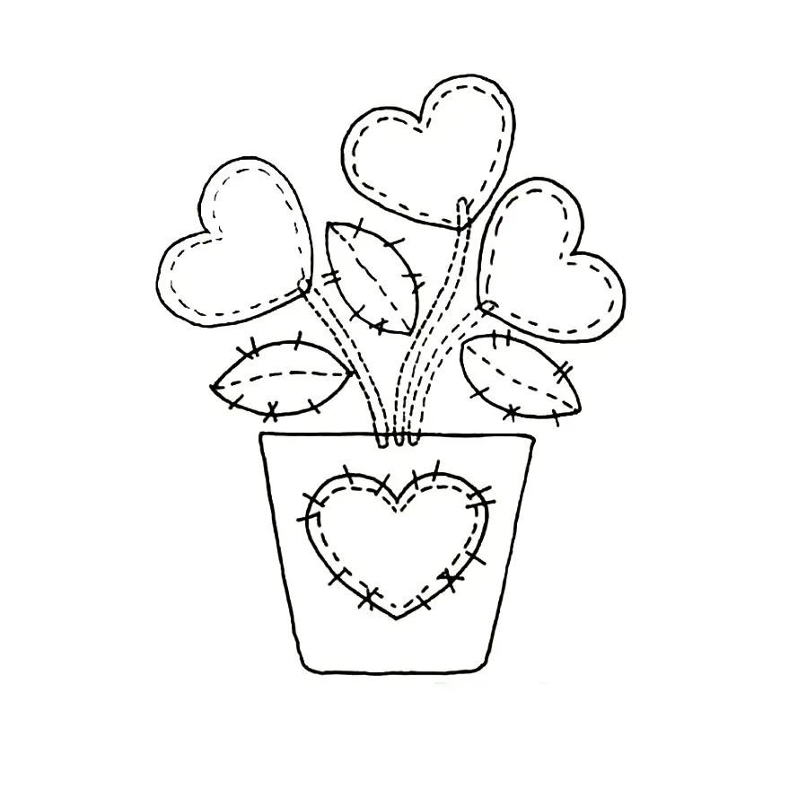 dibujos de flor con maceta para colorear