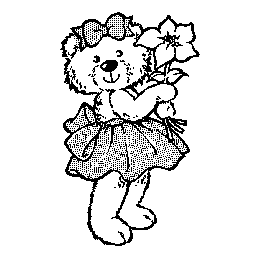 dibujos de oso con flor para colorear