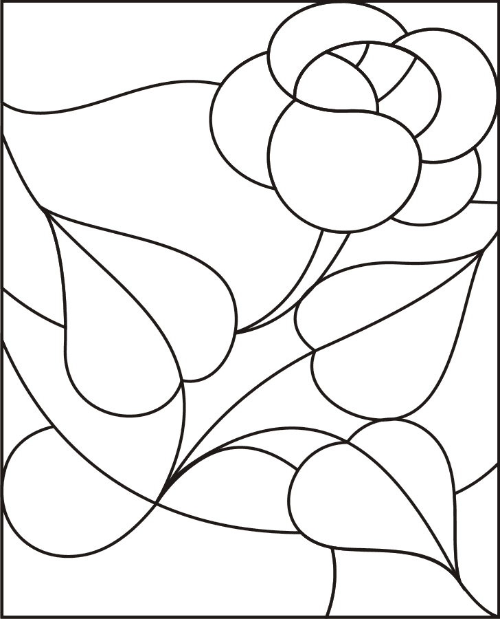 dibujos de vitrales de flores para colorear