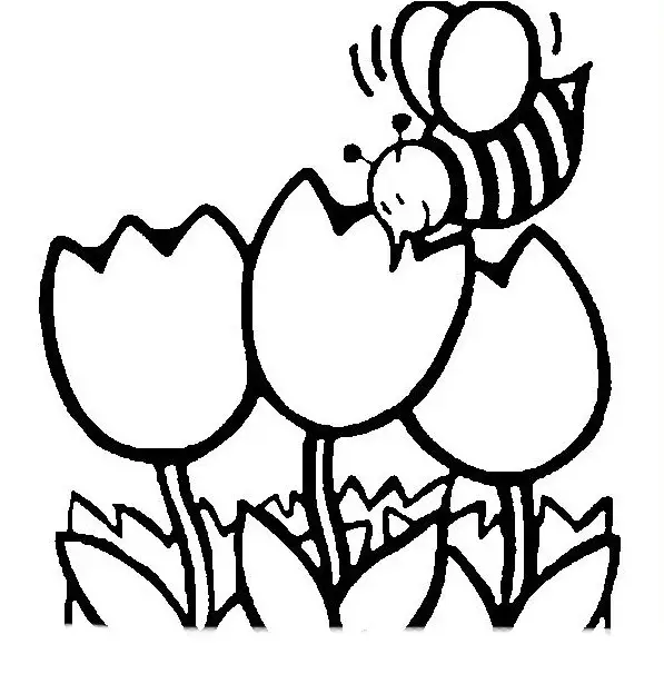 dibujos para colorear de flor con abeja