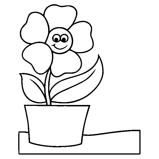 Dibujos flores macetas para colorear