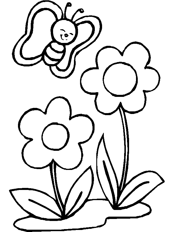 dibujos para colorear de flor con mariposa