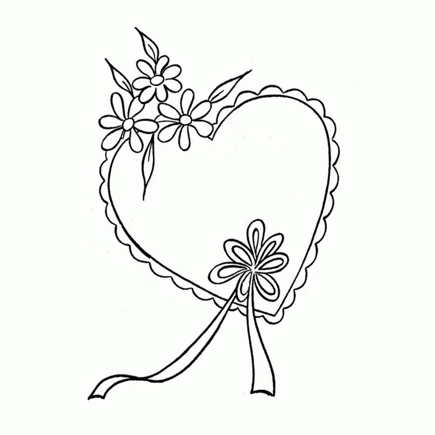 dibujos para colorear de flores con corazones