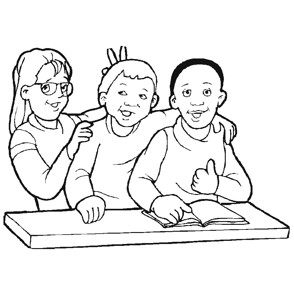 dibujos para pintar de ninos jugando en la escuela