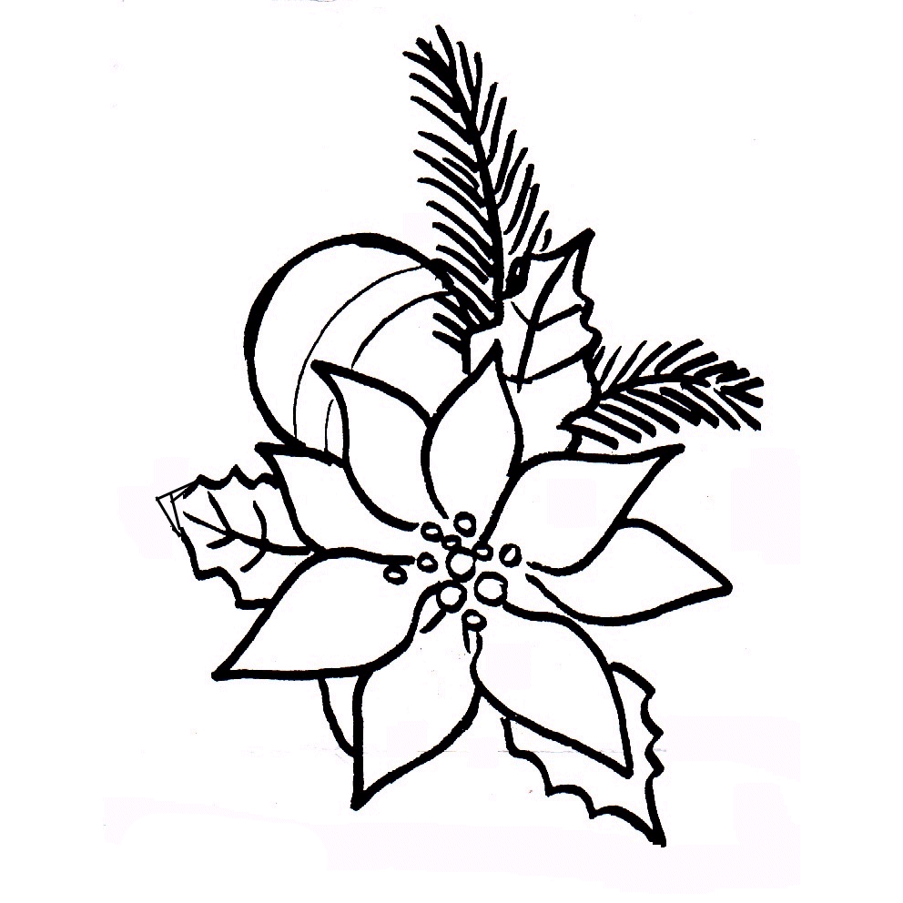 flor de muerdago navidad para colorear