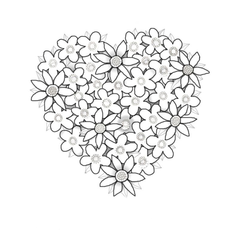 imagenes de flores con corazones para colorear