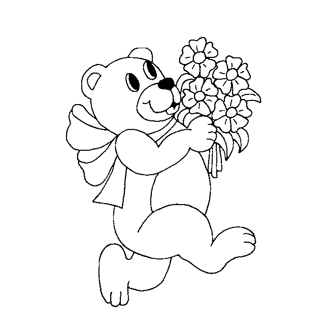 oso con flor para pintar