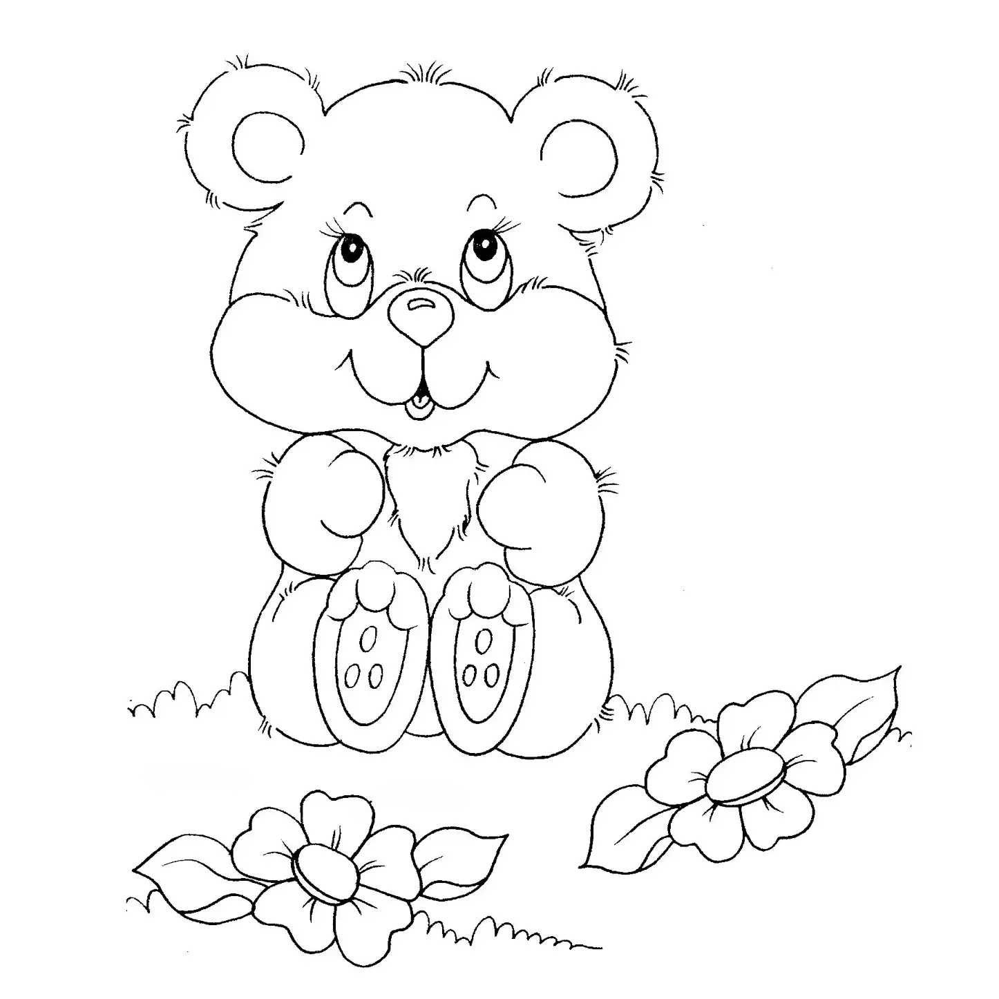 oso con flor para pintar