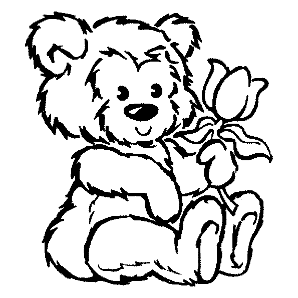 oso con una flor para colorear