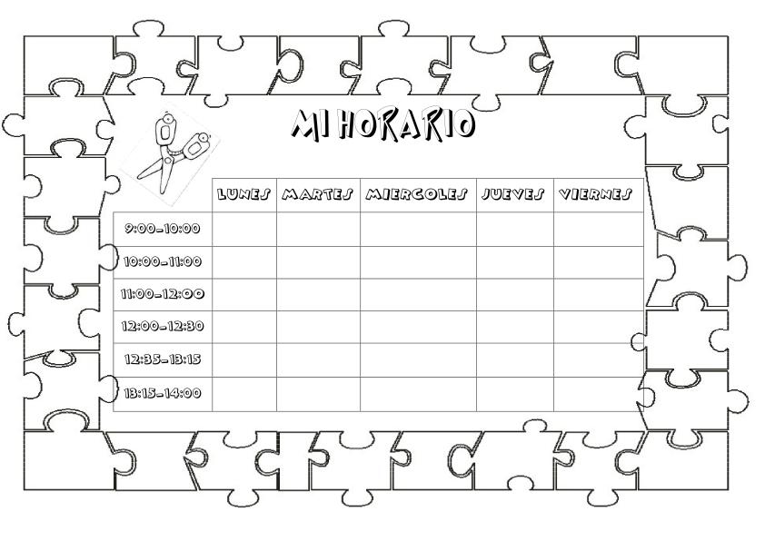 plantilla escolar horario de clase para colorear