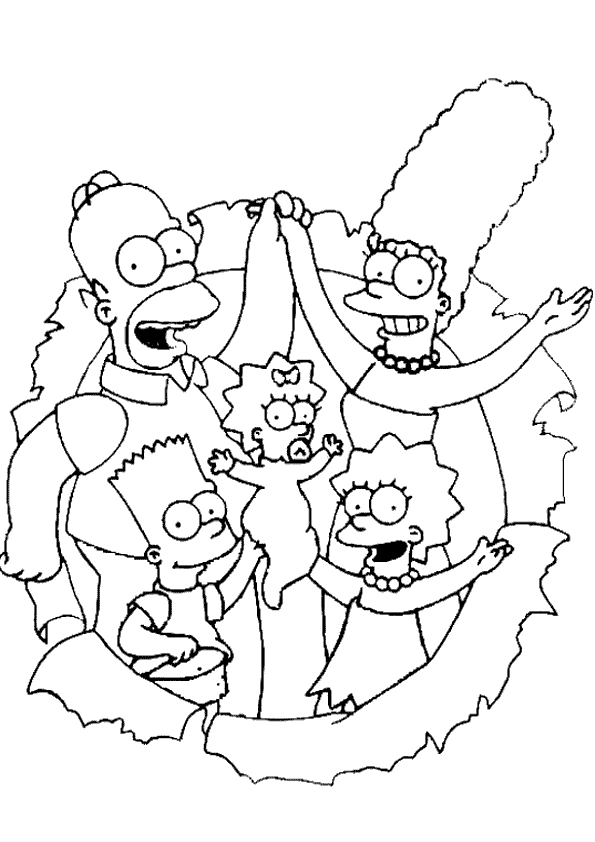 Dibujos de Los Simpson en Navidad para colorear