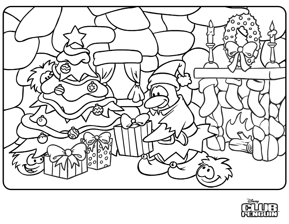 club penguin dibujos navideños para colorear