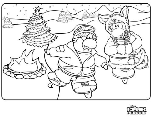 club penguin navidad para colorear