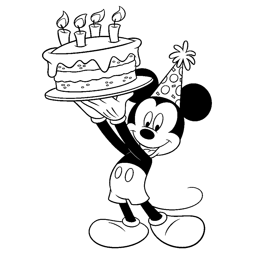 cumpleaños dibujos para colorear mickey