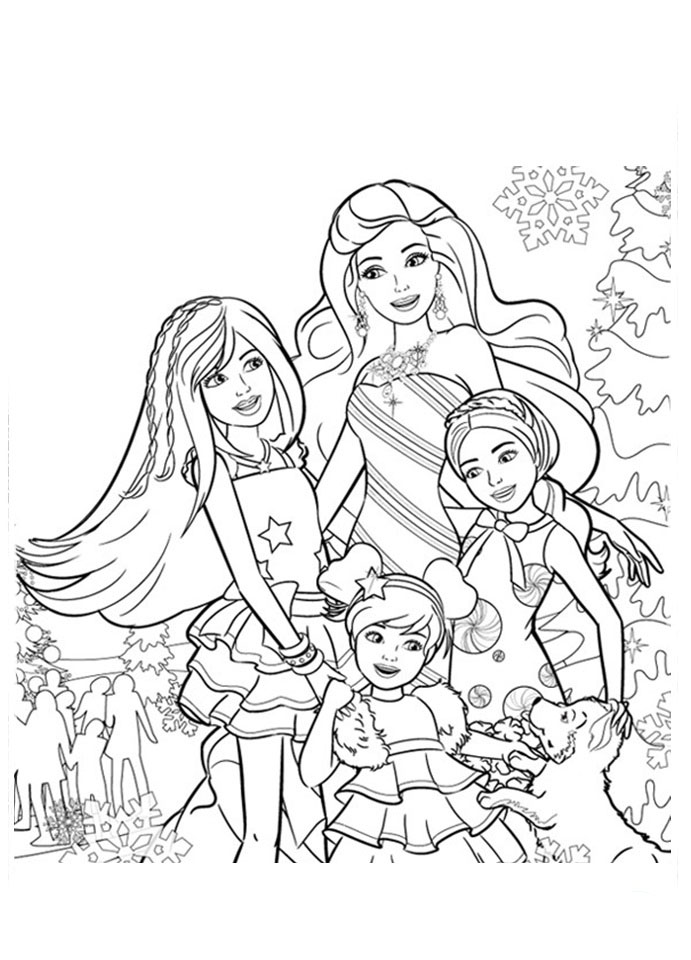 dibujos de barbie navidad para colorear