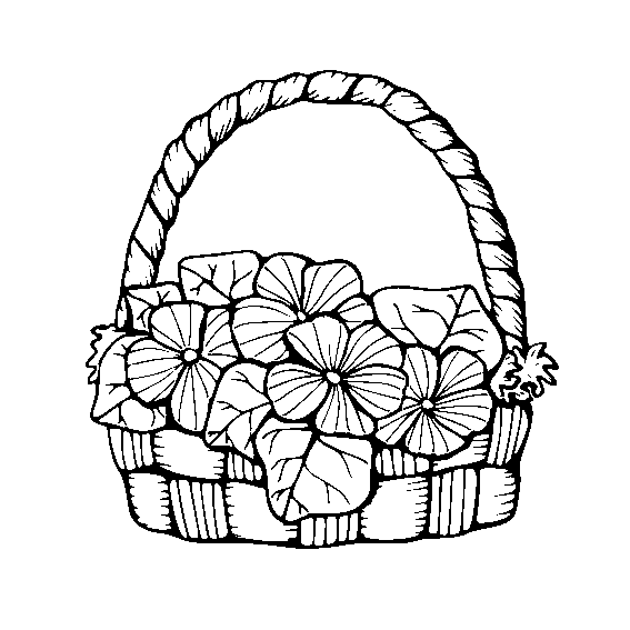 dibujos de canasta de flores para colorear