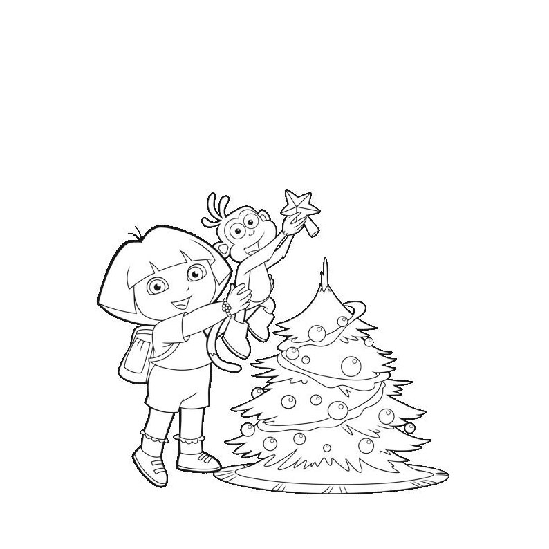 dibujos de dora navidad para colorear