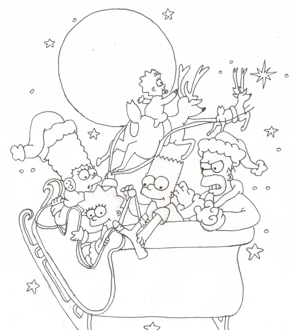 dibujos de los simpson en navidad para colorear