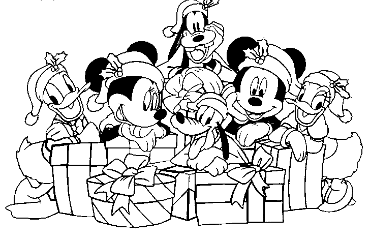 dibujos mickey mouse en navidad para colorear
