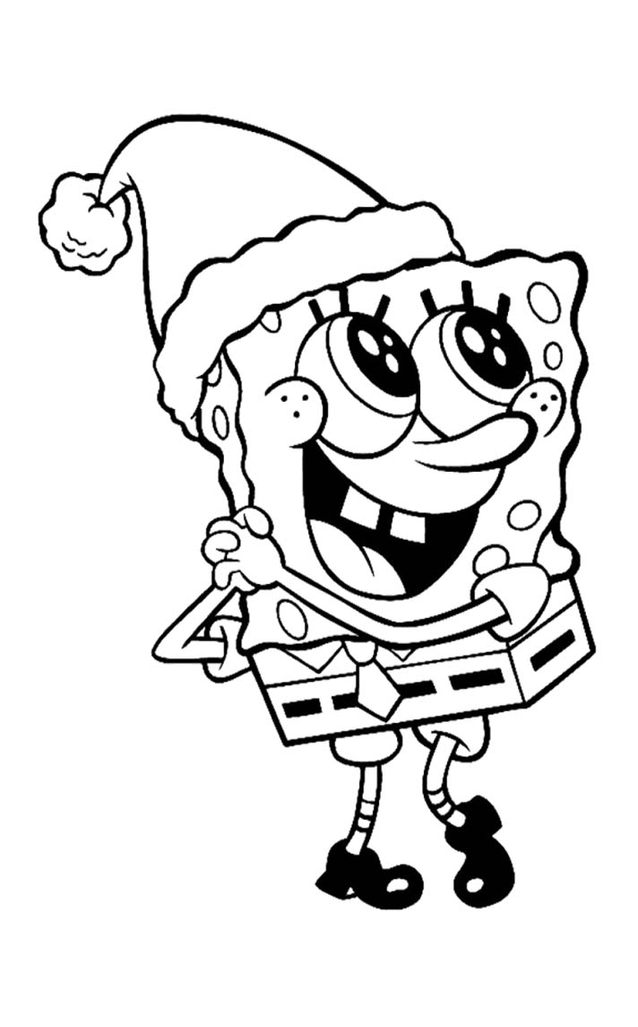 dibujos para colorear de bob esponja en navidad