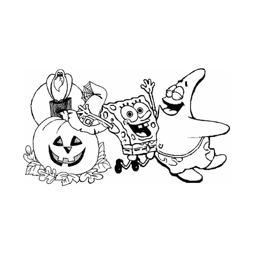 dibujos para colorear de bob esponja halloween