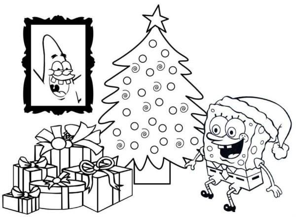 imagenes de bob esponja para colorear navidad