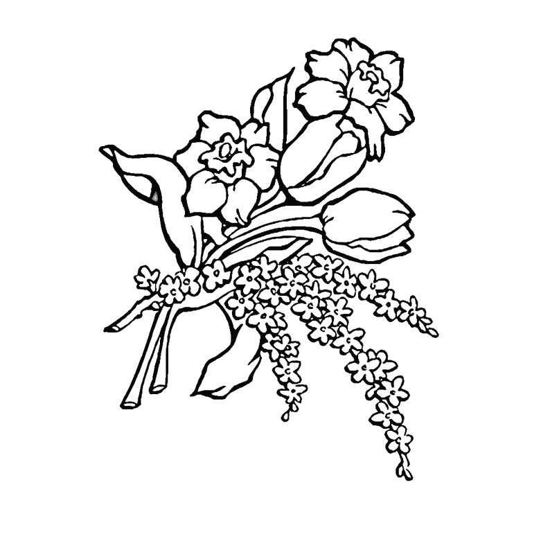 imagenes de ramillete de flores para colorear
