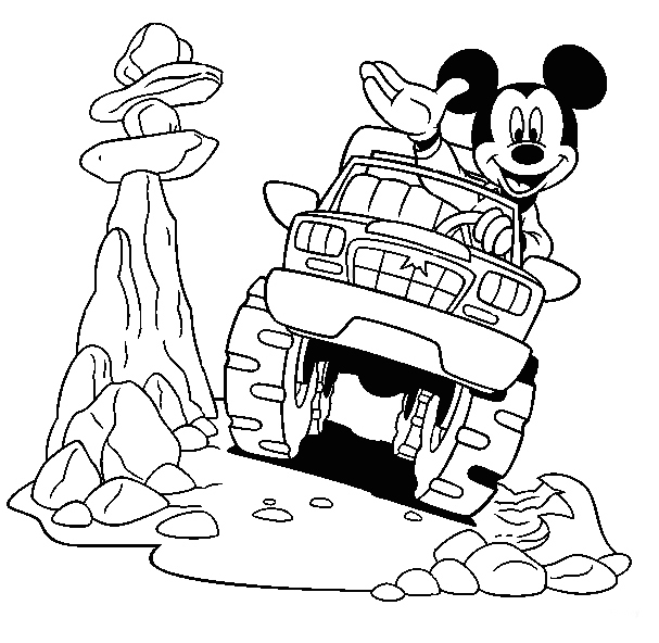 imprimir mickey en rally dibujo para colorear