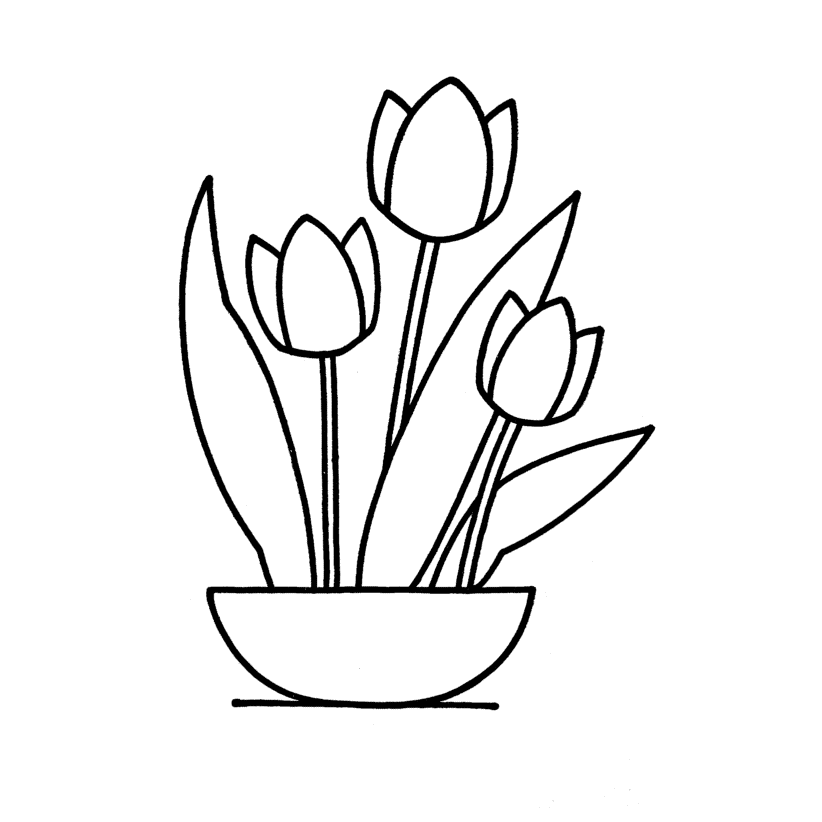 Tulipanes para colorear, pintar e imprimir.