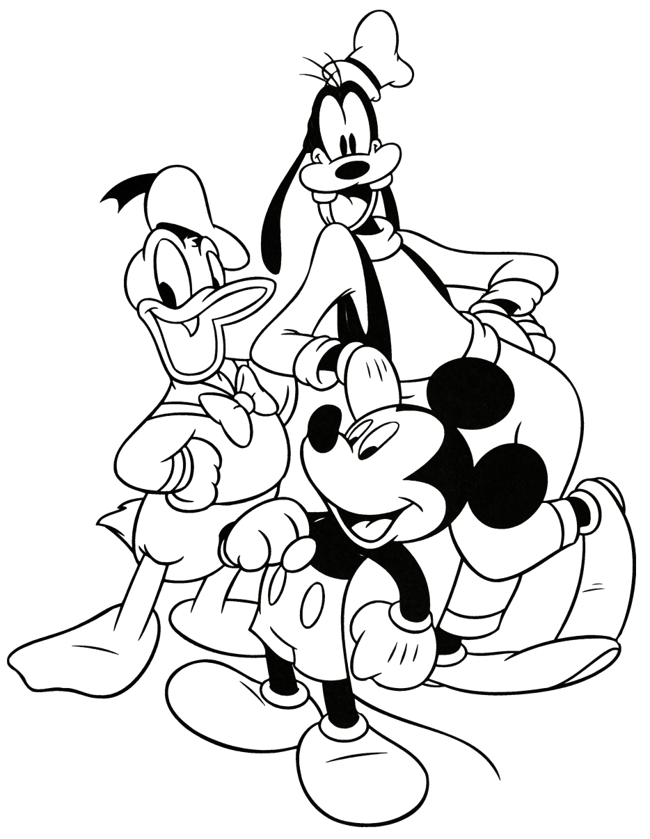 mickey donald y goofy para colorear