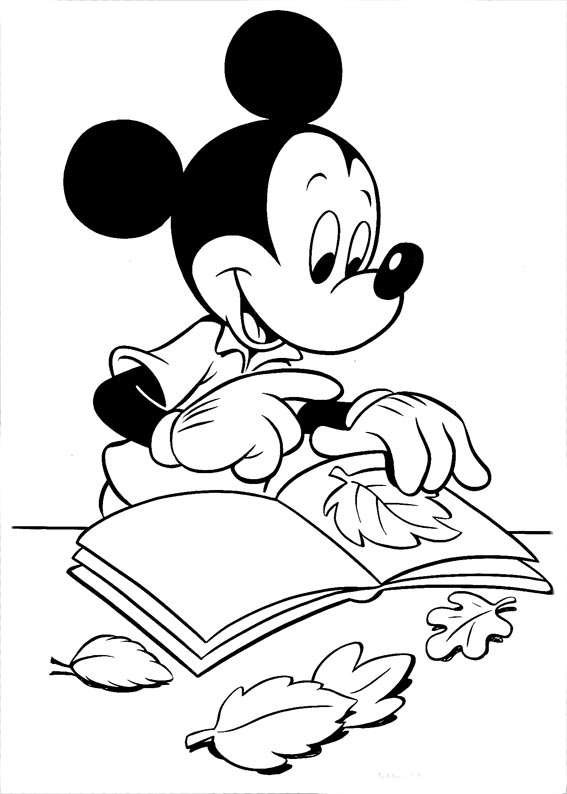 mickey leyendo para colorear