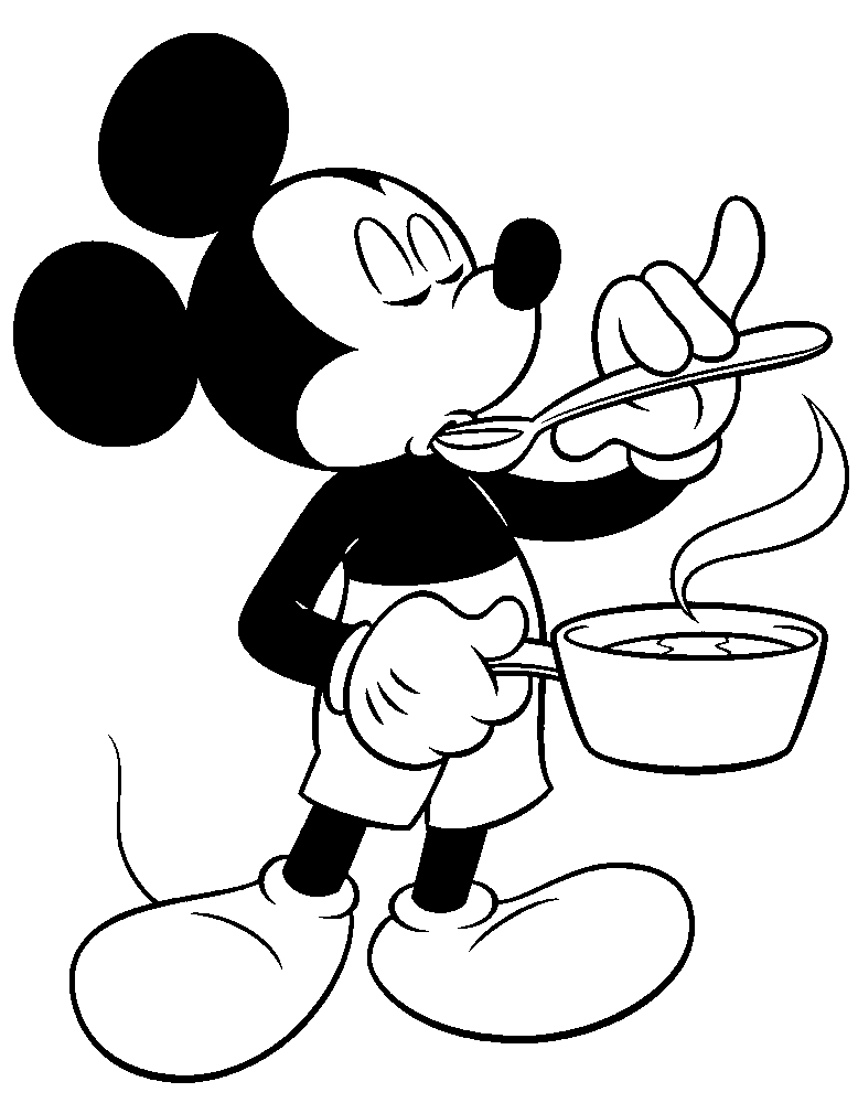 mickey mouse comiendo para colorear