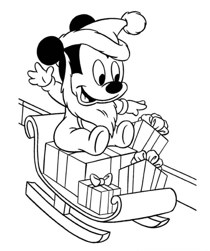 mickey mouse navidad para colorear