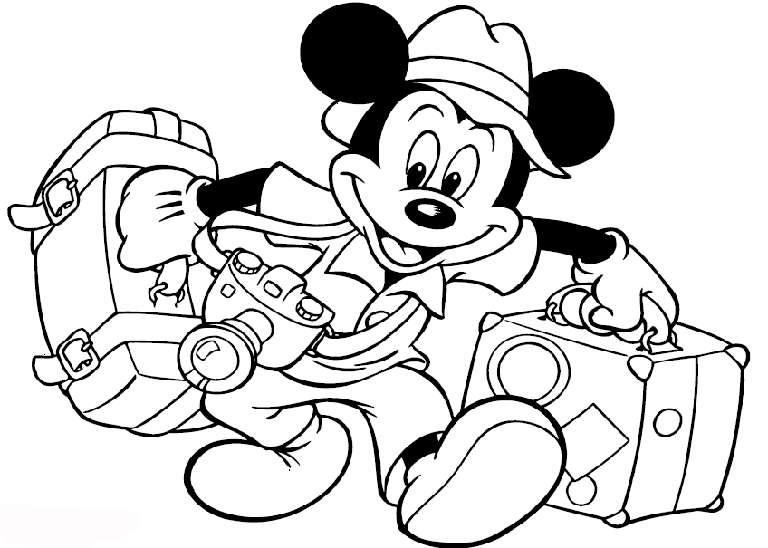 mickey turista para colorear