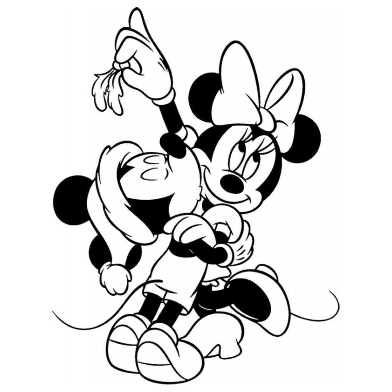 mickey y minnie navidad para colorear